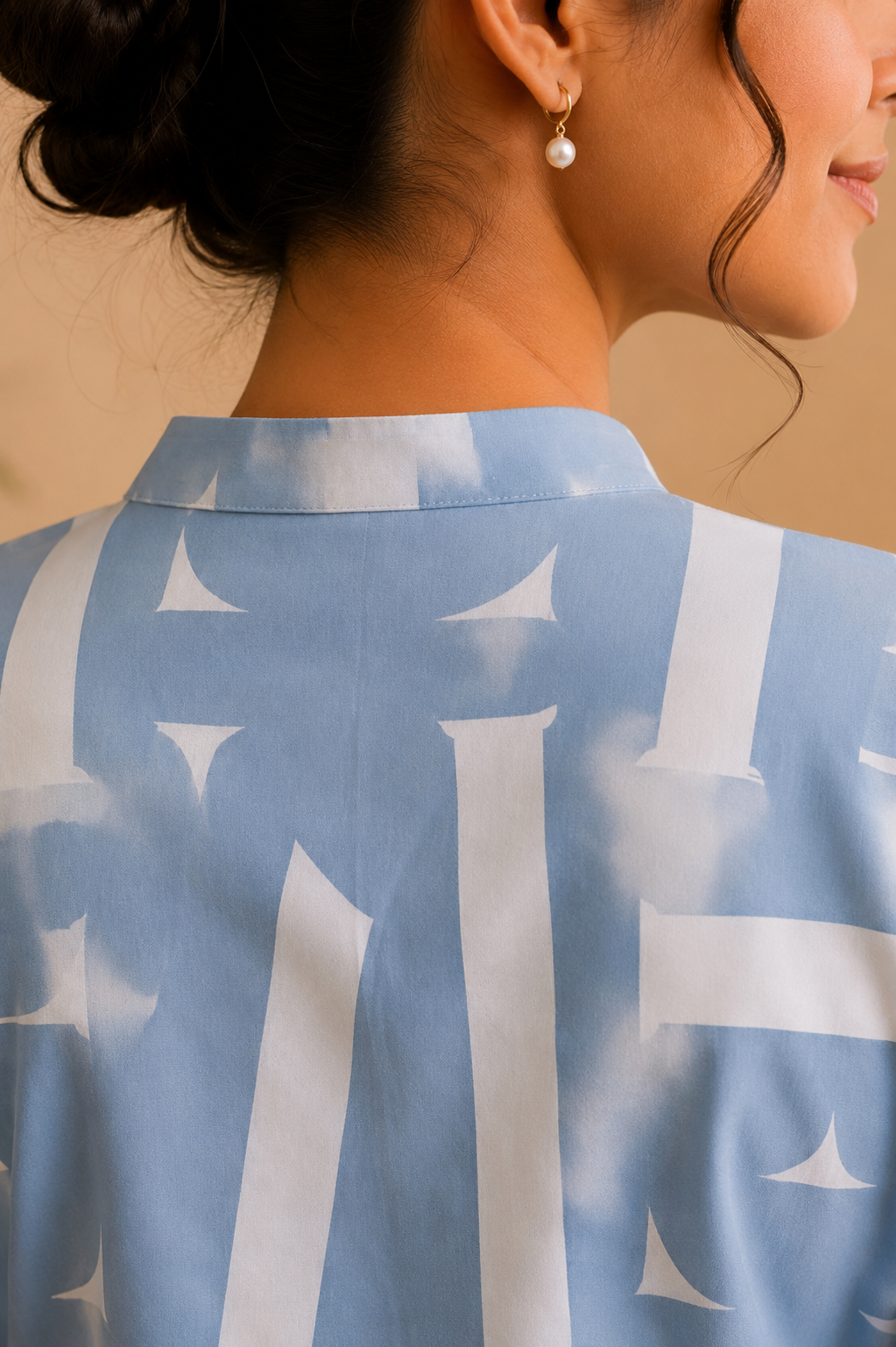 Sky Blue Abstract Printed Kurti Palazzo Set for Women