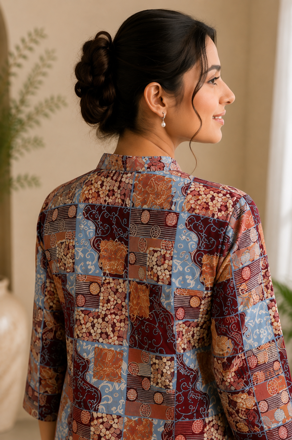 Maroon Printed Kurti Palazzo Set for Women