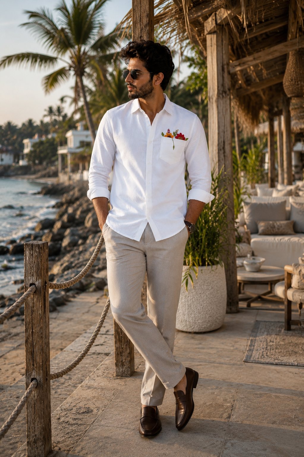Premium Floral Pocket Handwork Men’s Shirt