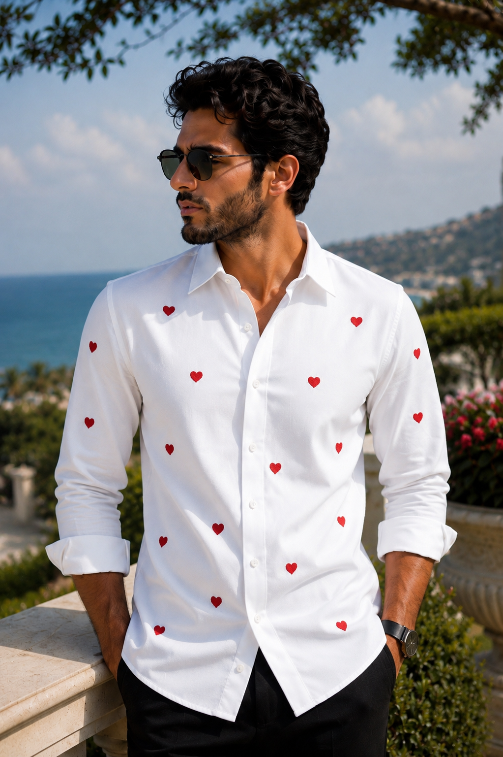 Premium Red Heart Handwork Men’s Shirt