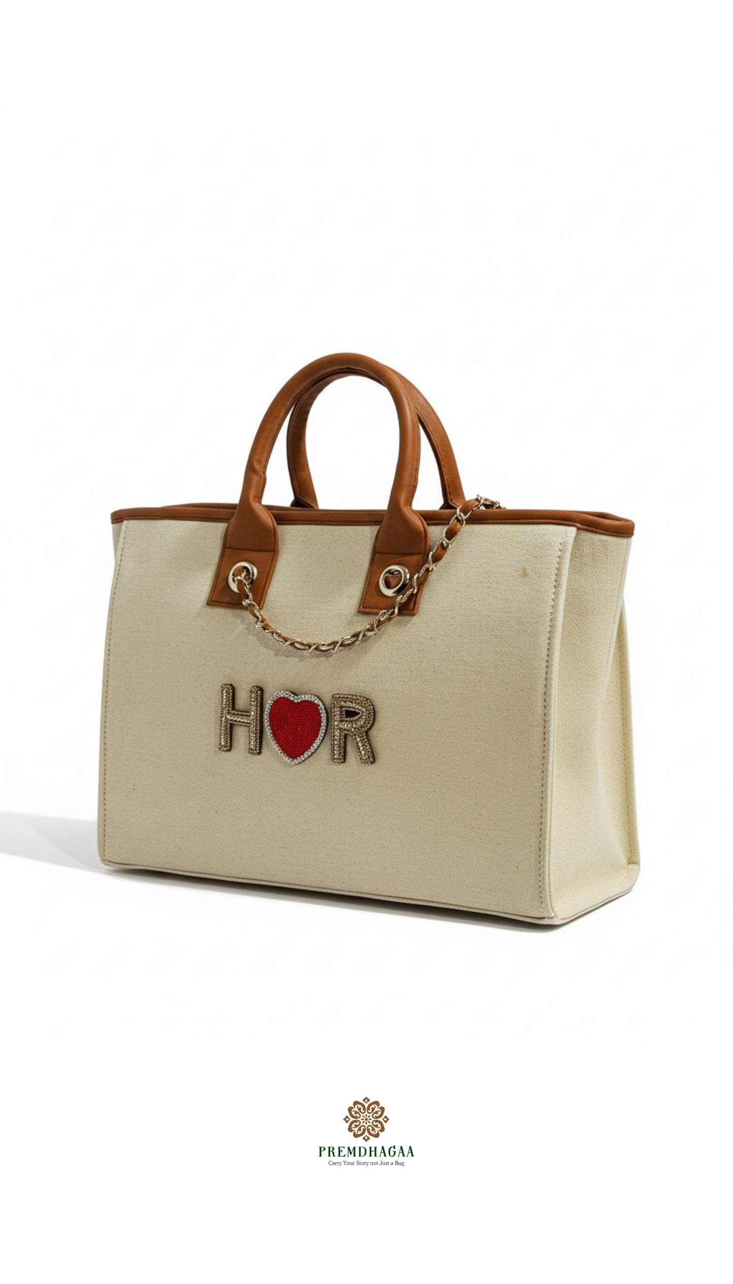 Customised Heartbeat canvas tote bags with diamond name