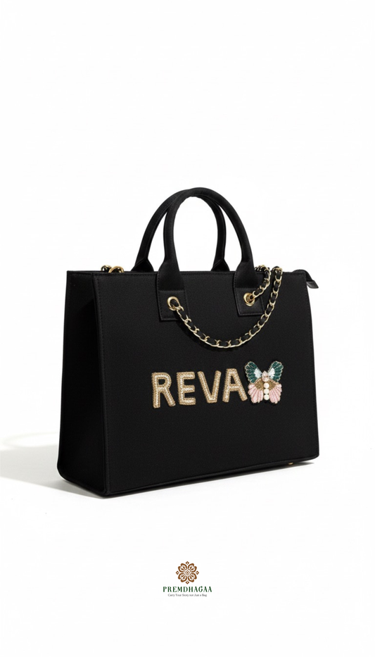 Customised Butterfly canvas tote bags with diamond name