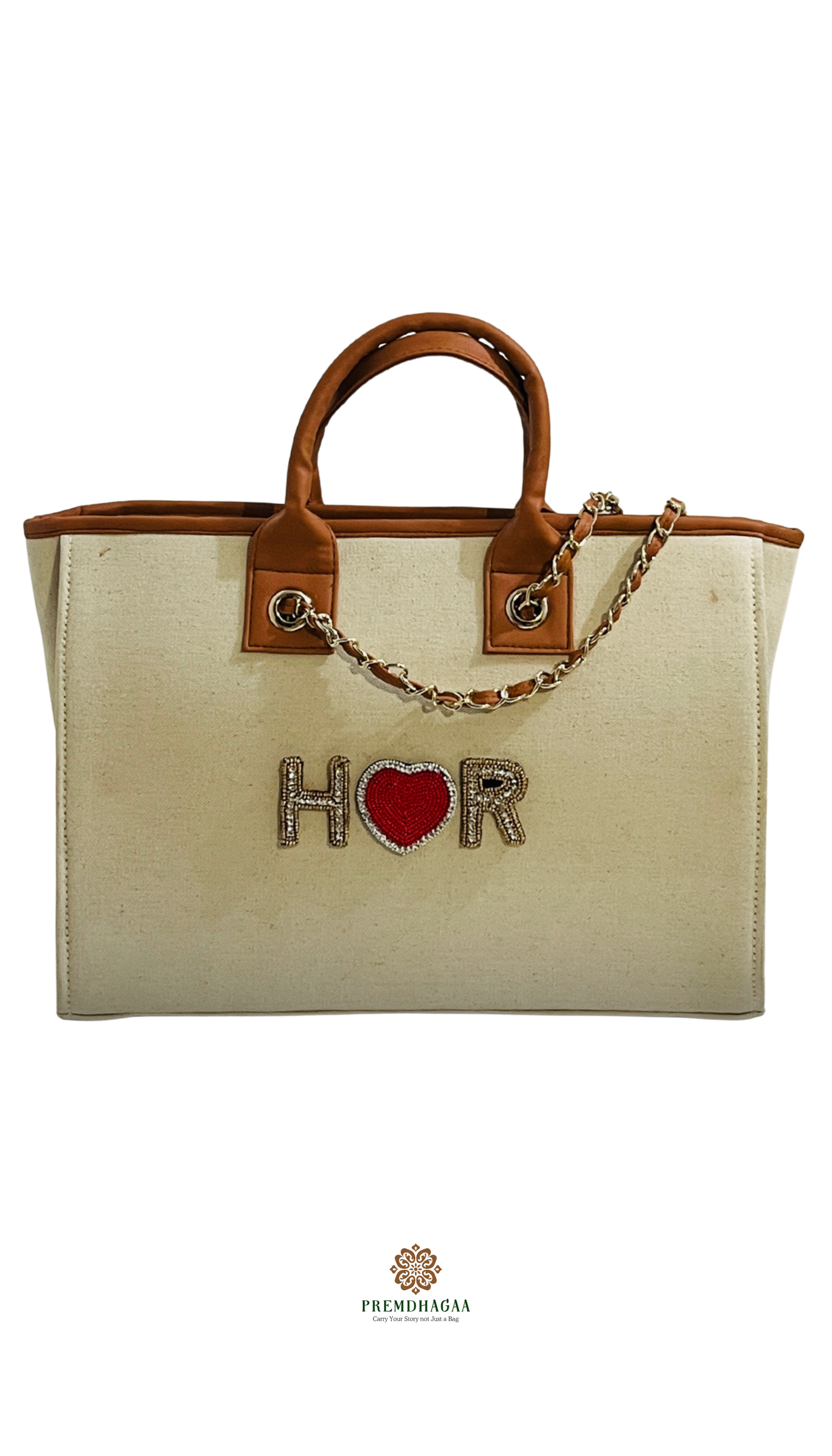 Customised Heartbeat canvas tote bags with diamond name