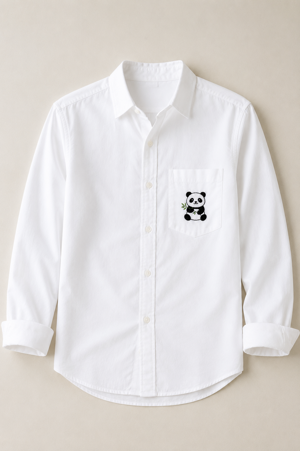 Premium Panda Bamboo Pocket Handwork Men’s White Shirt